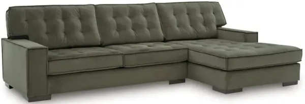 Austen Sofa Chaise Sectional in Olive, Right Facing