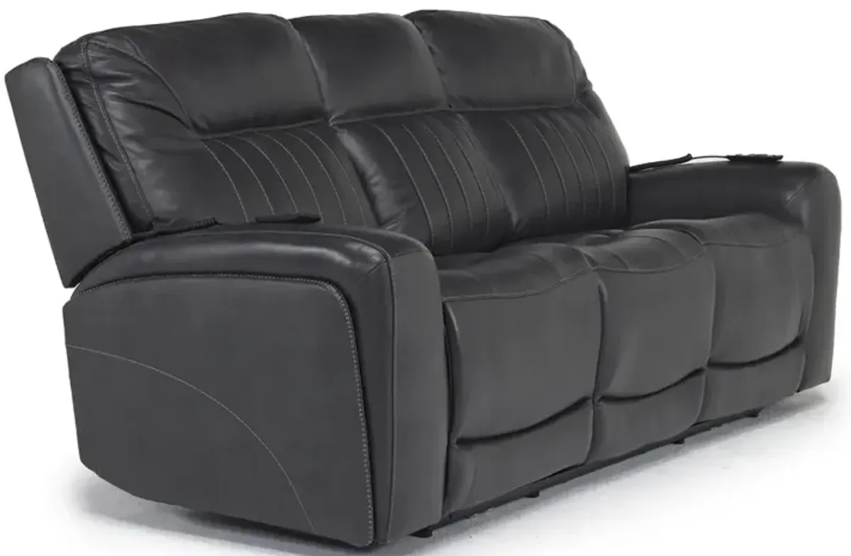 Banks 3 Power Sofa & Console Loveseat in Charcoal Leather