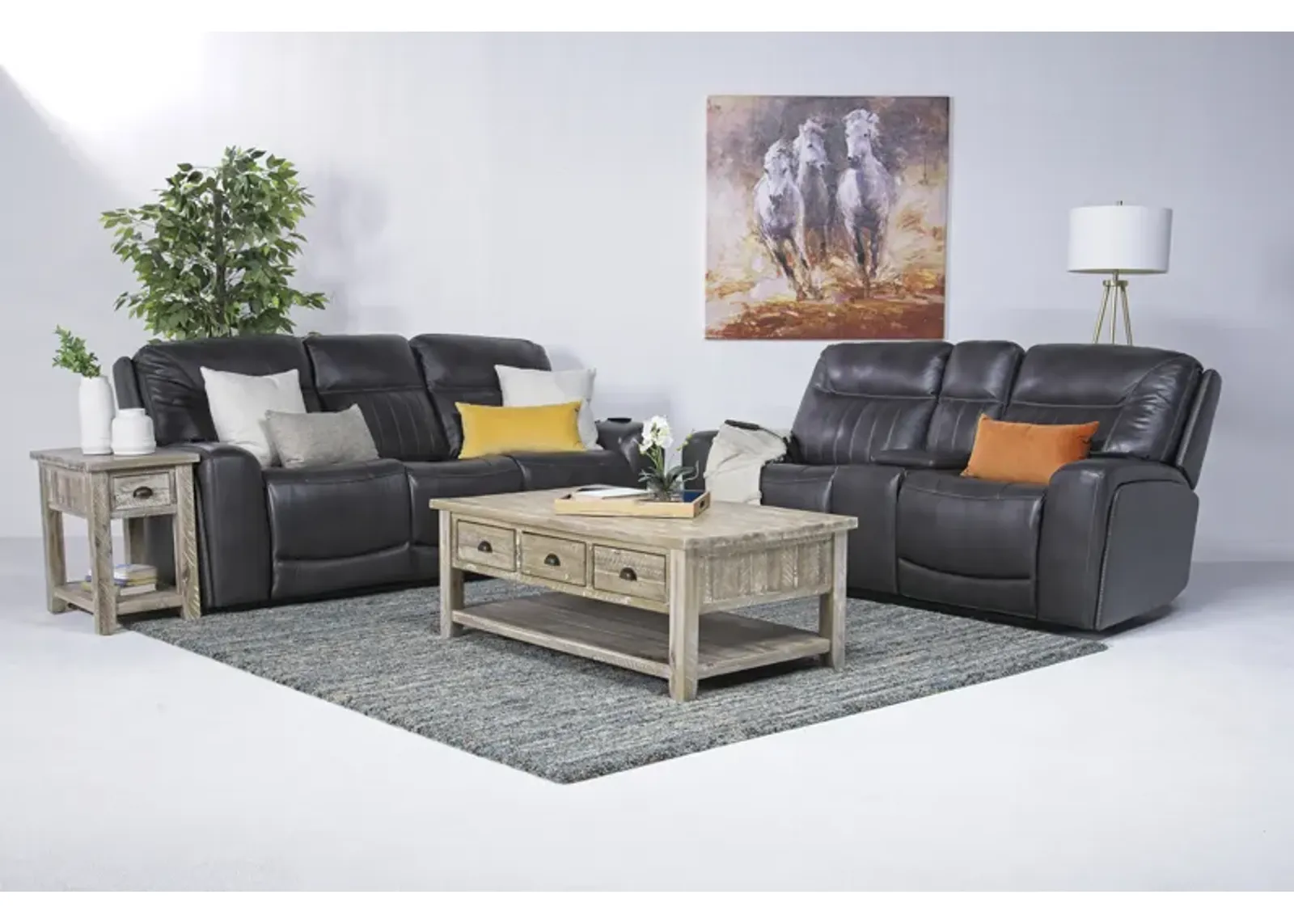 Banks 3 Power Sofa & Console Loveseat in Charcoal