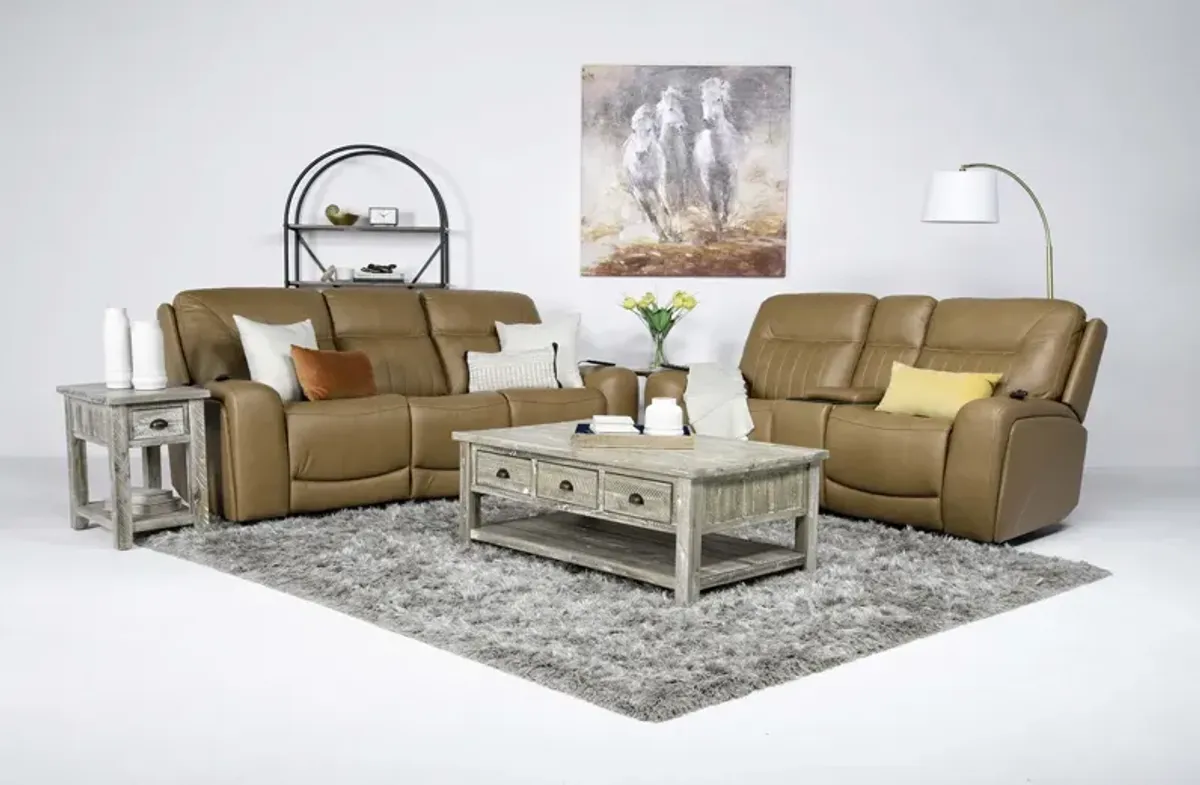 Banks 3 Power Sofa & Console Loveseat in Aline Butternut Leather