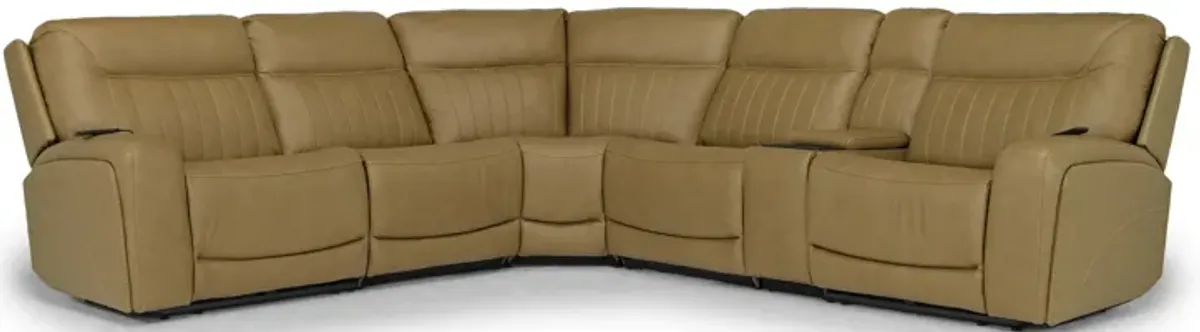 Banks 6 Piece 3 Power Sectional in Aline Butternut