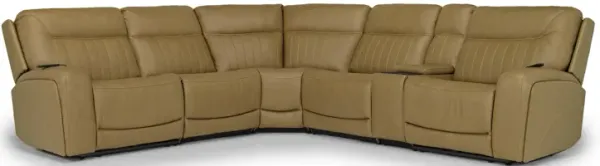 Banks 6 Piece 3 Power Sectional in Aline Butternut Leather