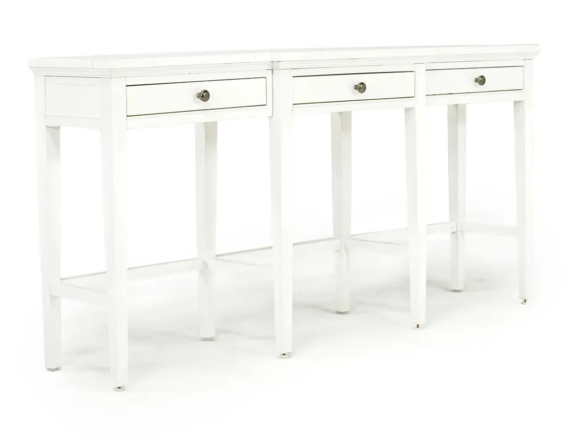 Bay Creek Sofa Bar Table w/ Stools in Chalk White