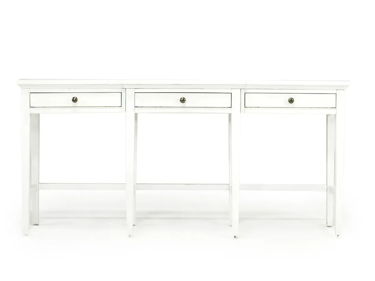 Bay Creek Sofa Bar Table w/ Stools in Chalk White