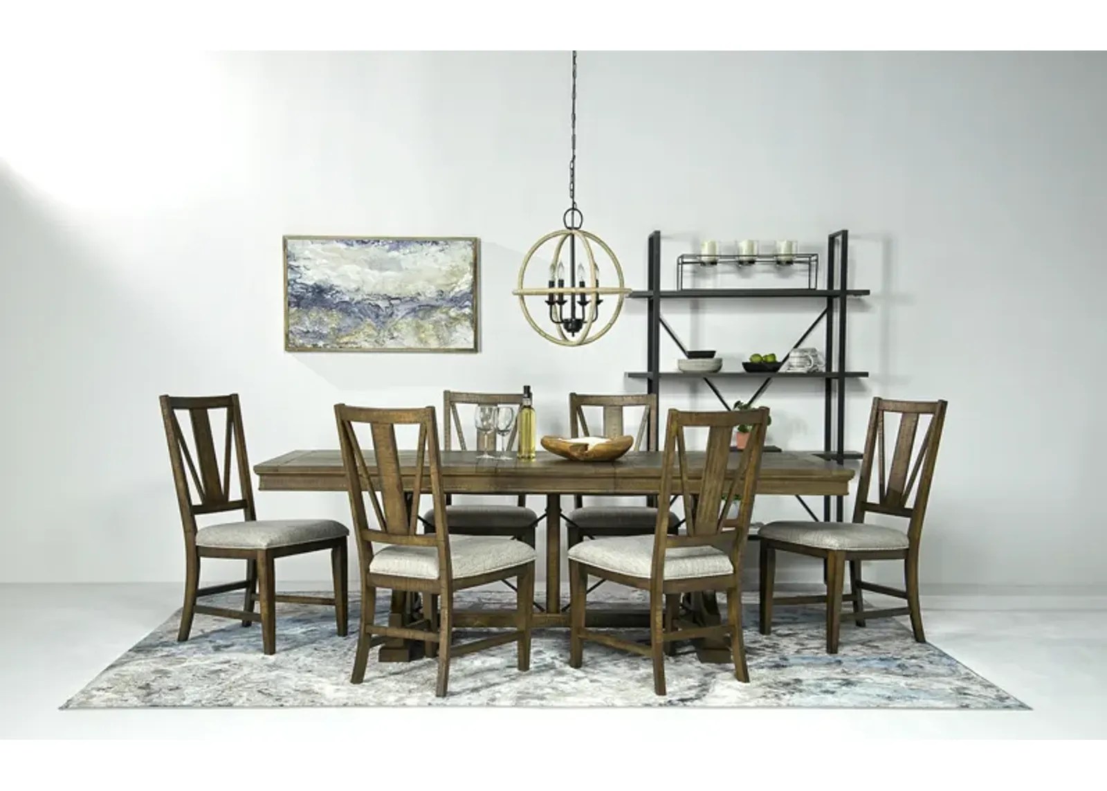 Bay Creek Extendable Dining Table & 6 V-Back Chairs in Toasted Nutmeg