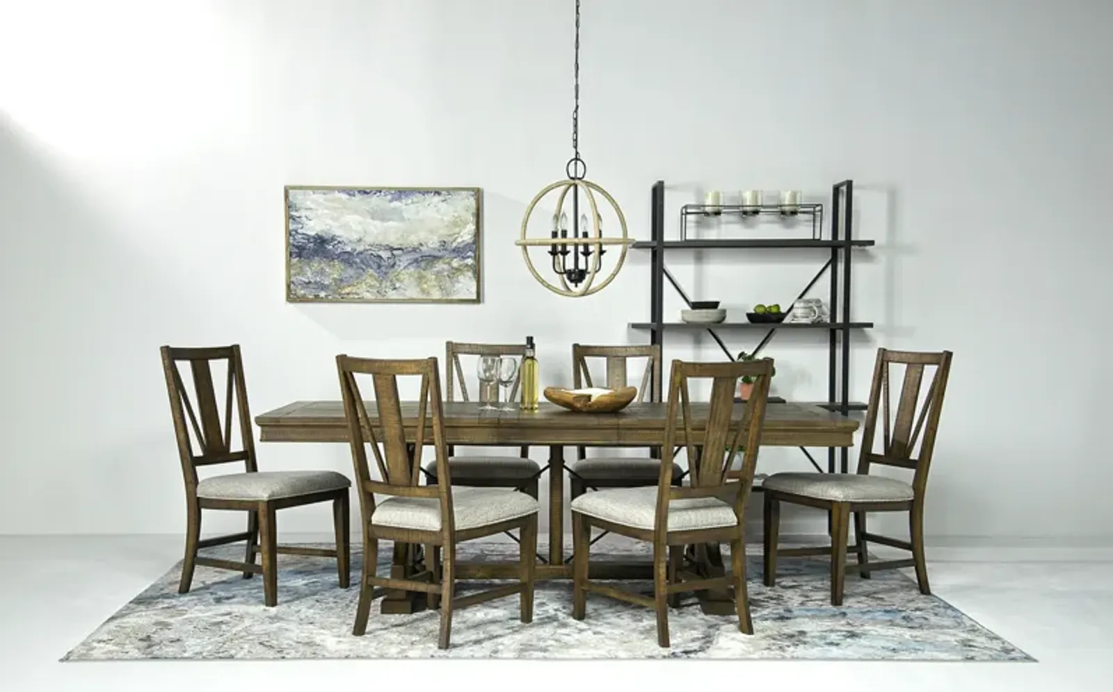 Bay Creek Extendable Dining Table & 6 V-Back Chairs in Toasted Nutmeg