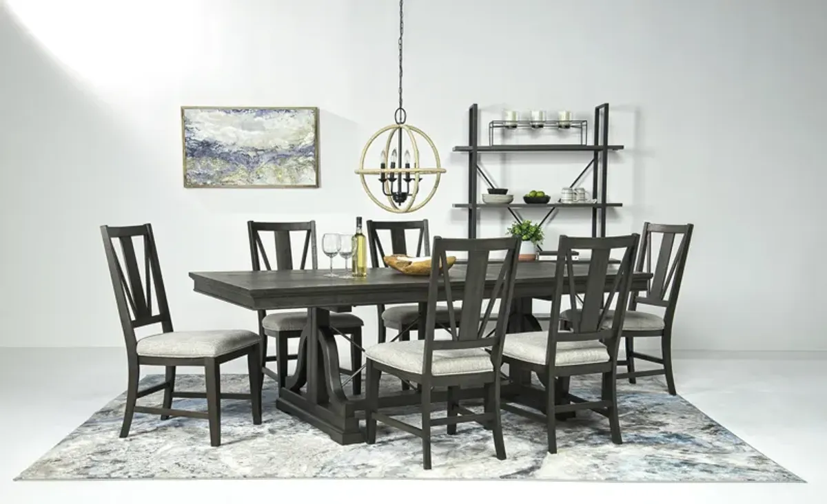 Bay Creek Extendable Dining Table & 6 V-Back Chairs in Graphite