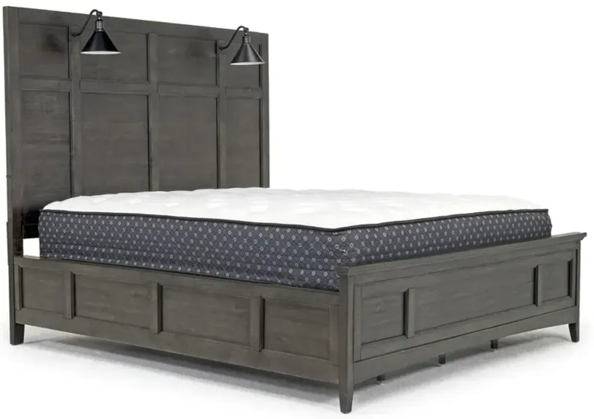 Bay Creek Panel Bed w/ Lights, Dresser, Mirror & Nightstand in Graphite, Queen