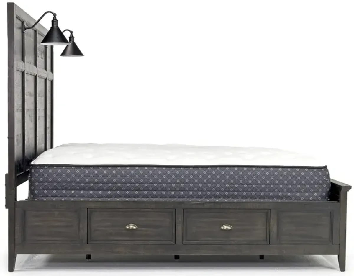 Bay Creek Panel Bed w/ Storage & Lights in Graphite, Queen