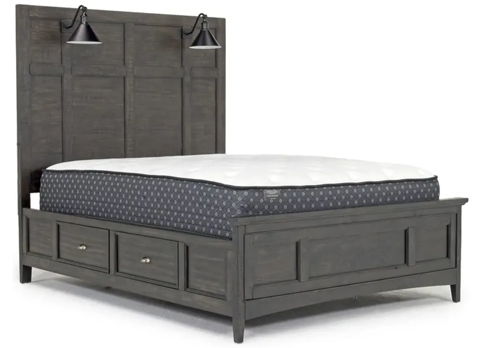 Bay Creek Panel Bed w/ Storage & Lights in Graphite, Queen