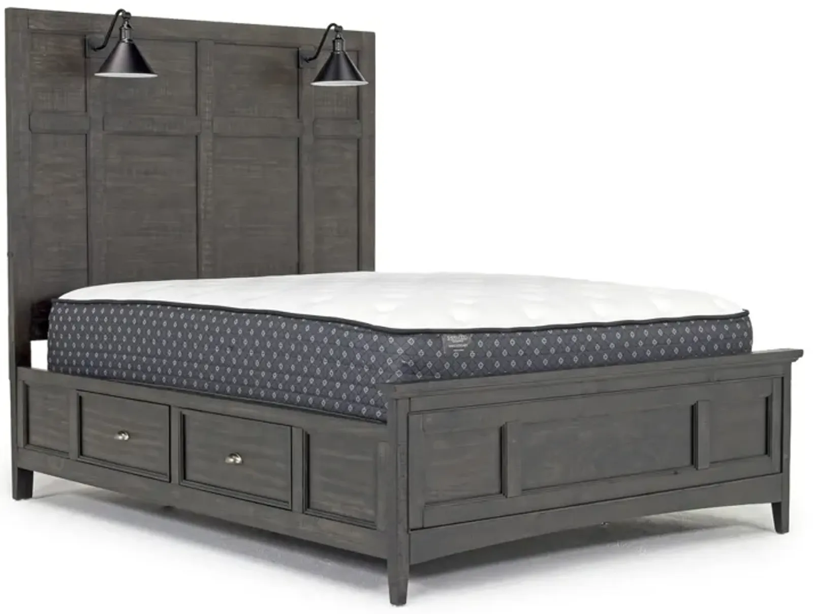 Bay Creek Panel Bed w/ Storage & Lights in Graphite, Queen