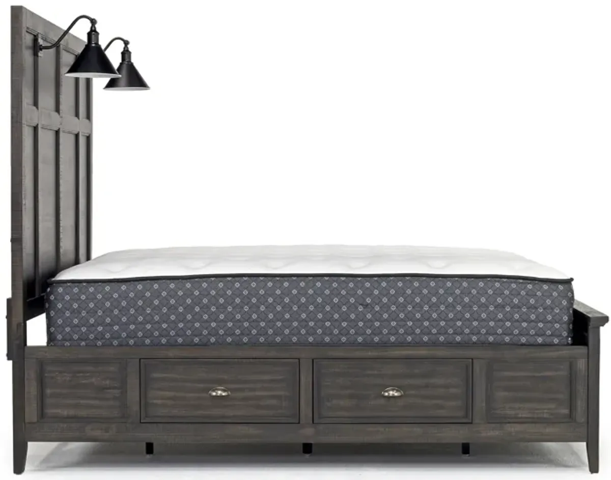 Bay Creek Panel Bed w/ Storage & Lights in Graphite, CA King