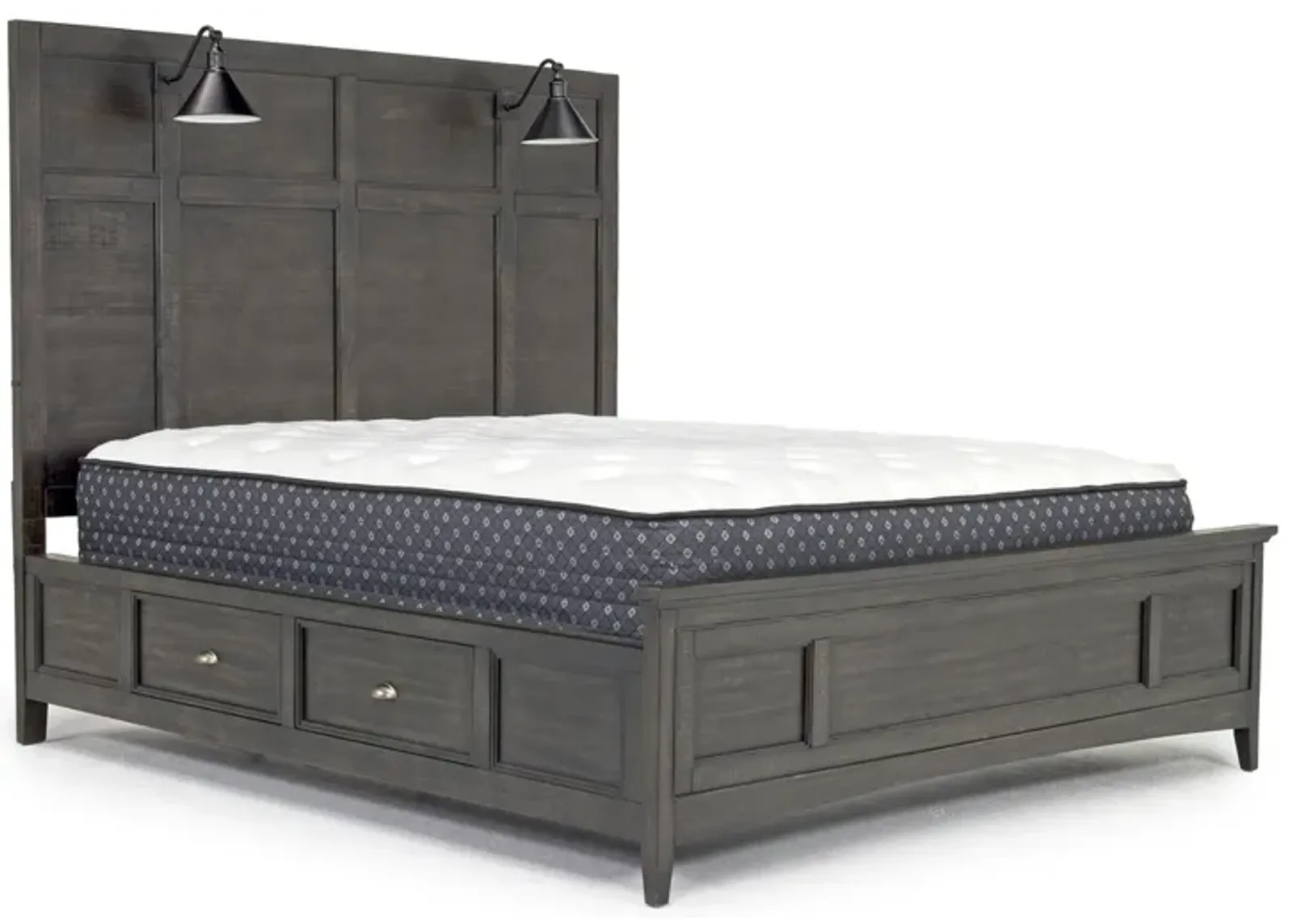 Bay Creek Panel Bed w/ Storage & Lights in Graphite, CA King