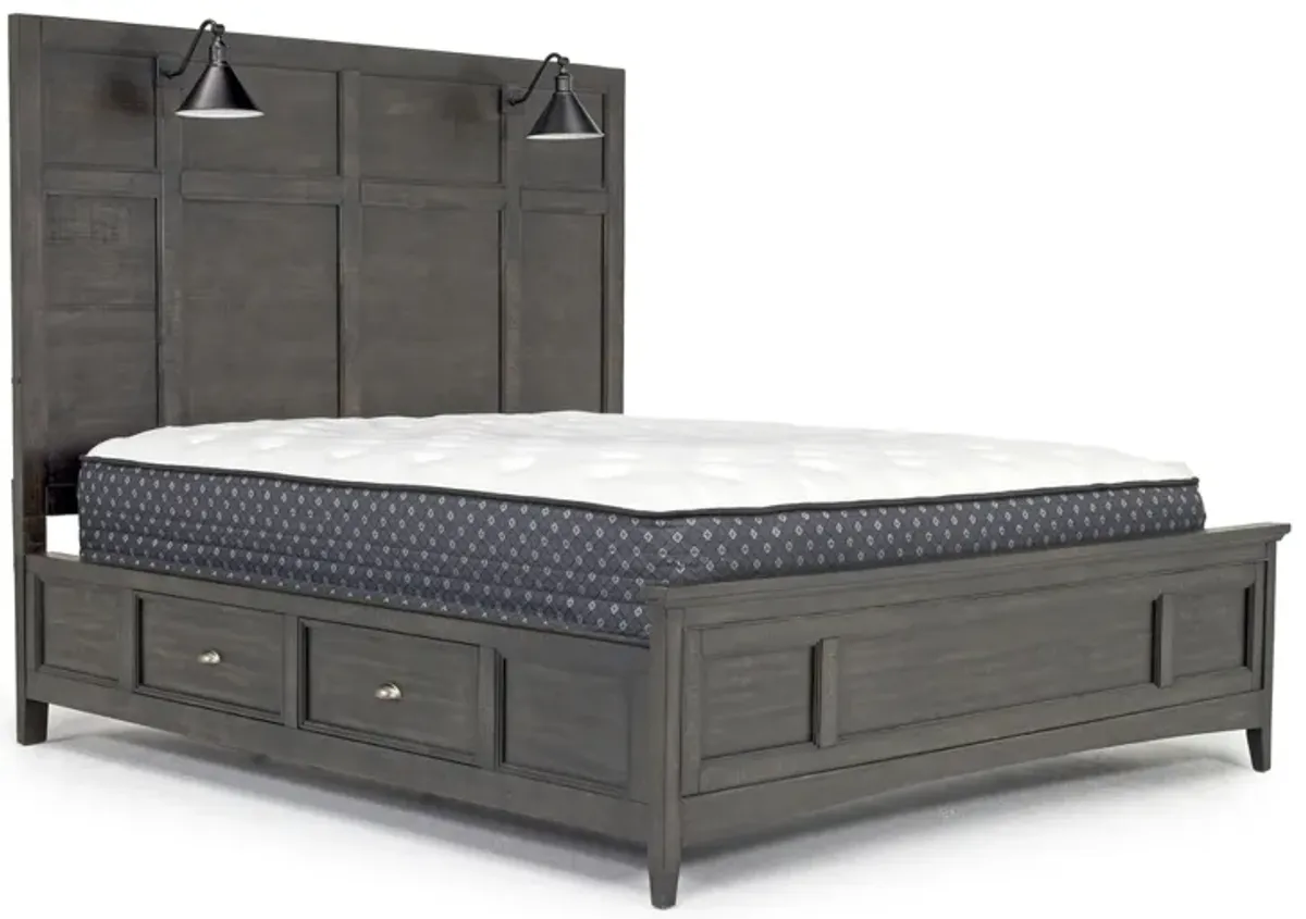 Bay Creek Panel Bed w/ Storage & Lights in Graphite, CA King