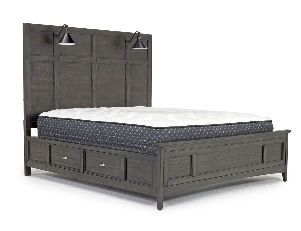 Bay Creek Panel Bed w/ Storage & Lights in Graphite, CA King