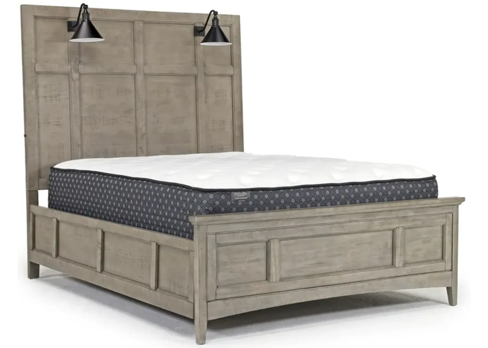 Bay Creek Panel Bed w/ Lights in Light Gray, Queen