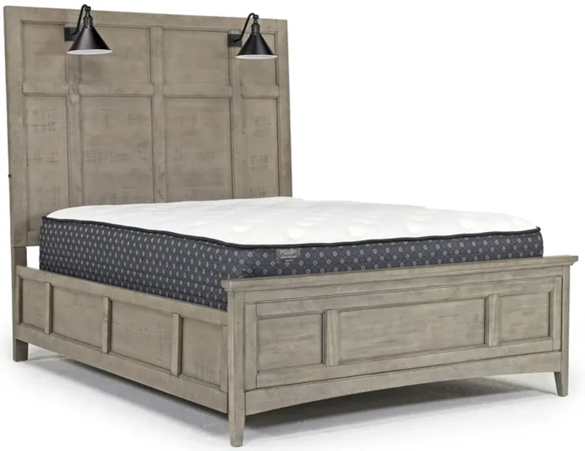 Bay Creek Panel Bed w/ Lights in Light Gray, Queen