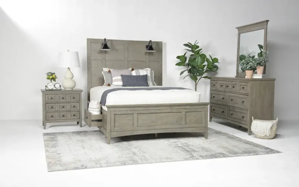 Bay Creek Panel Bed w/ Lights, Dresser, Mirror & Nightstand in Light Gray, Queen