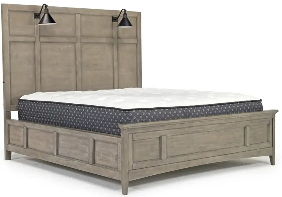 Bay Creek Panel Bed w/ Lights in Light Gray, Eastern King