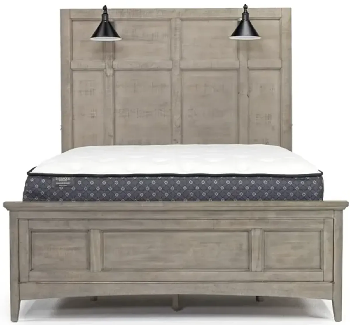 Bay Creek Panel Bed w/ Storage & Lights in Light Gray, Queen