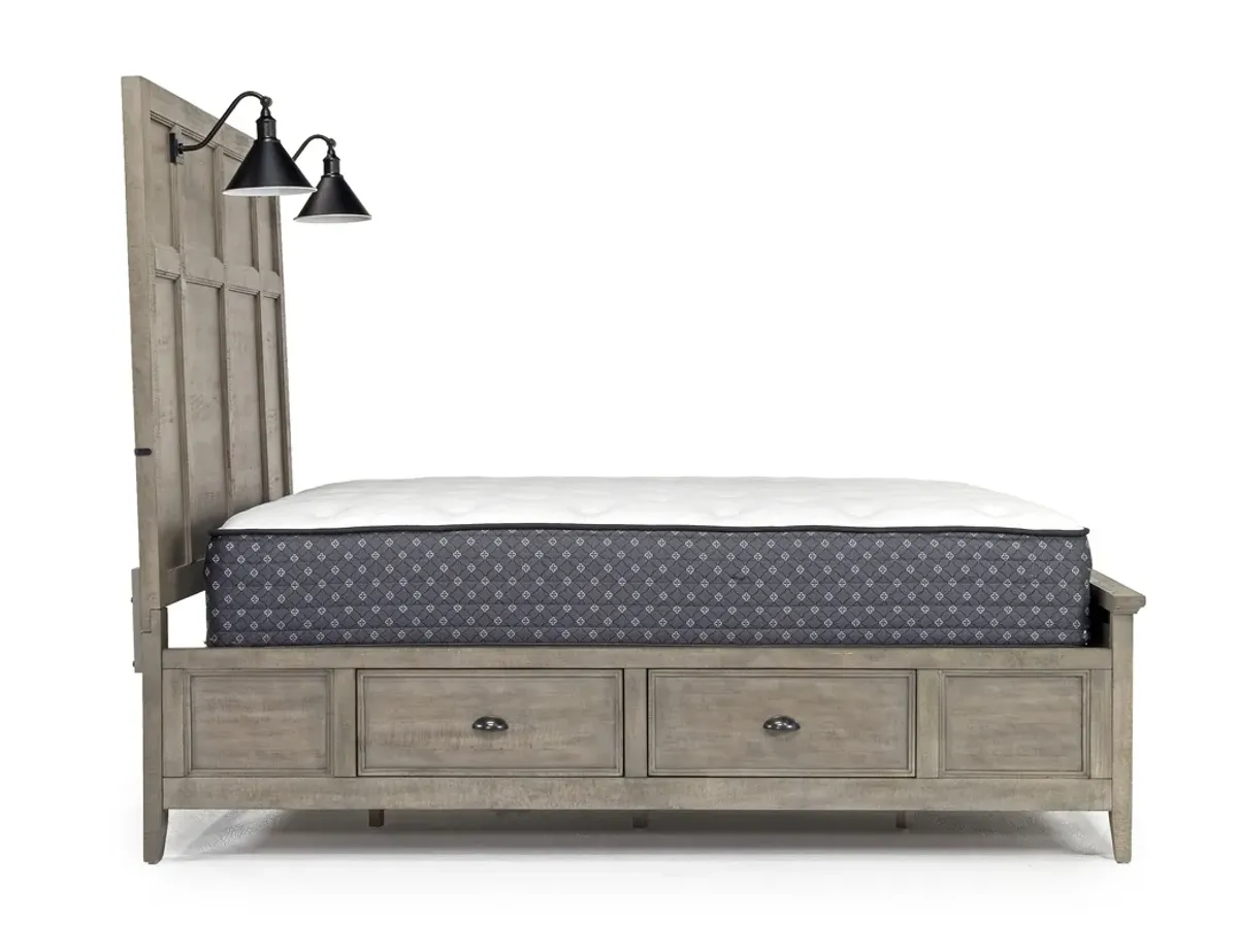 Bay Creek Panel Bed w/ Storage & Lights in Light Gray, CA King