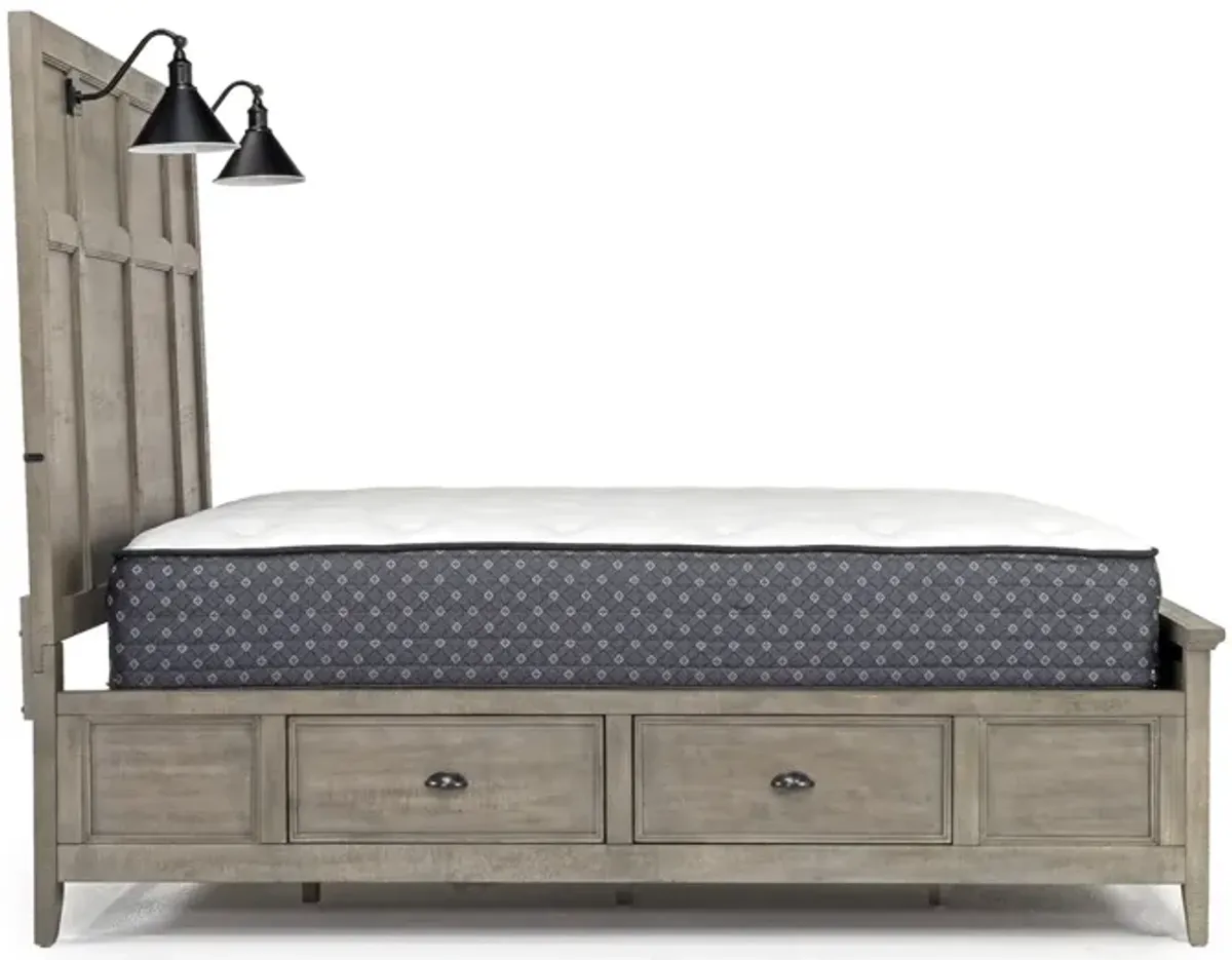 Bay Creek Panel Bed w/ Storage & Lights in Light Gray, Eastern King