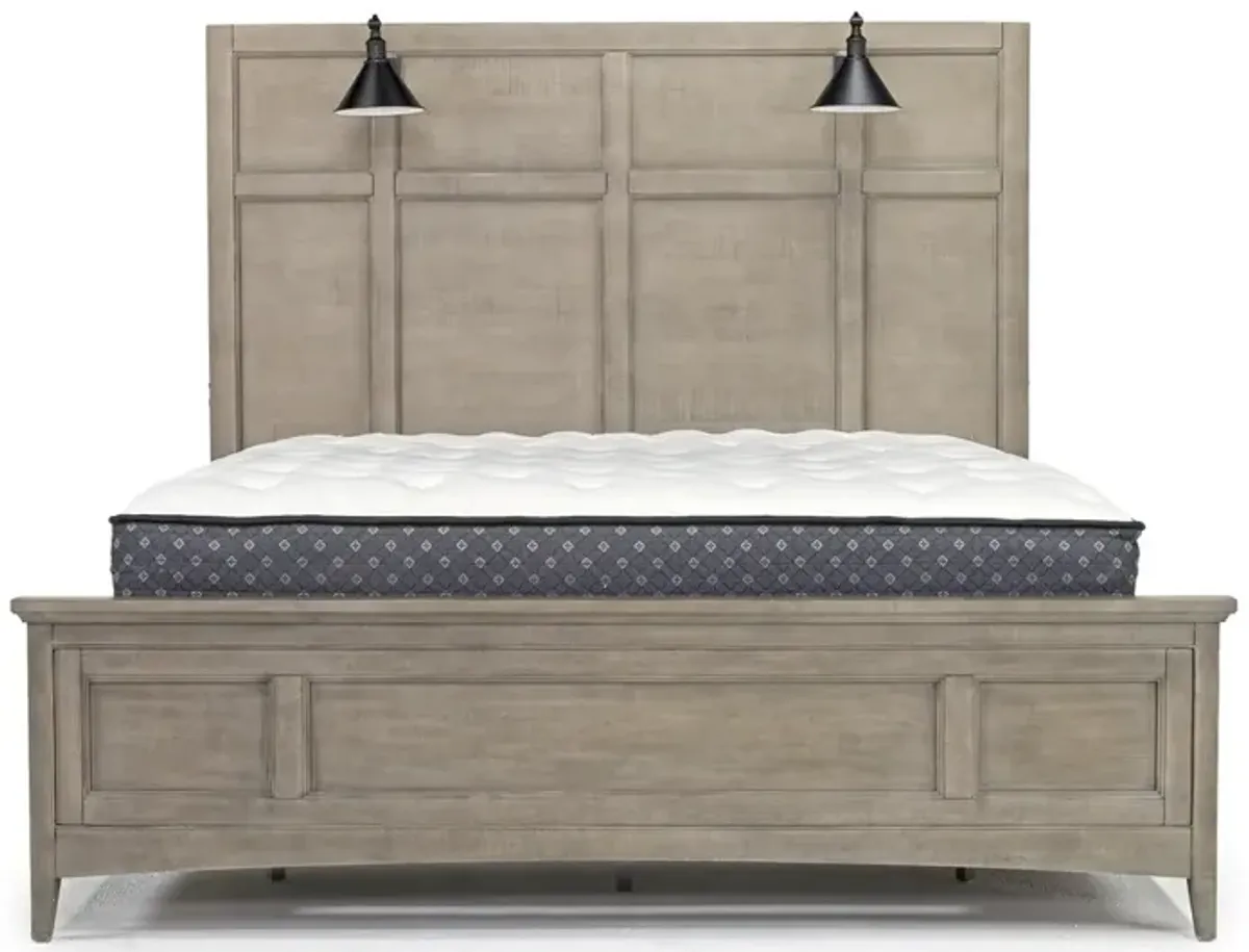 Bay Creek Panel Bed w/ Storage & Lights in Light Gray, Eastern King