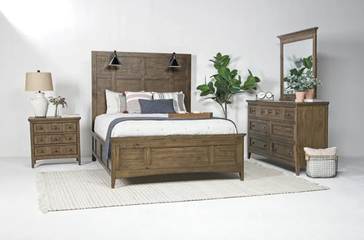 Bay Creek Panel Bed w/ Lights, Dresser, Mirror & Nightstand in Toasted Nutmeg, Queen