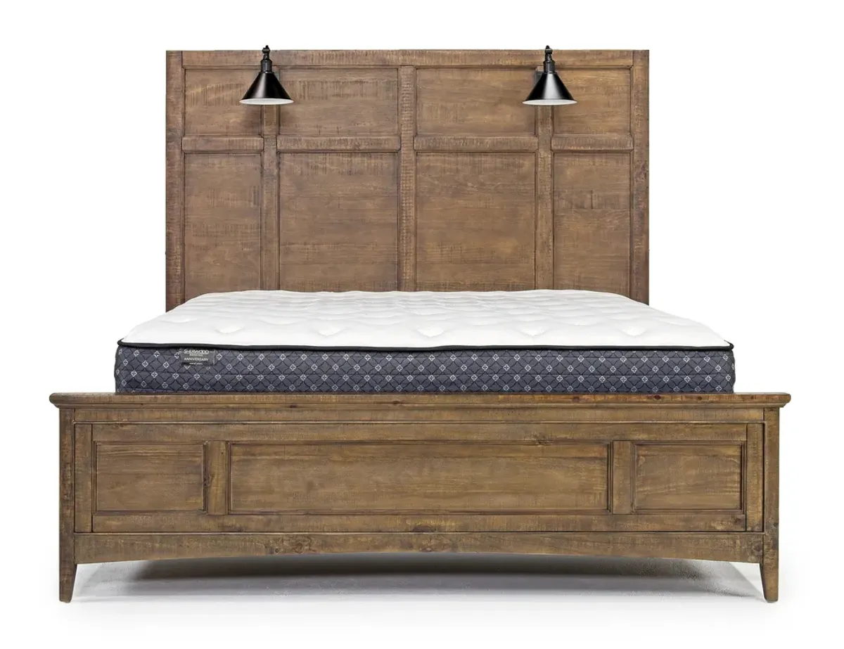 Bay Creek Panel Bed w/ Lights, Dresser, Mirror & Nightstand in Toasted Nutmeg, CA King