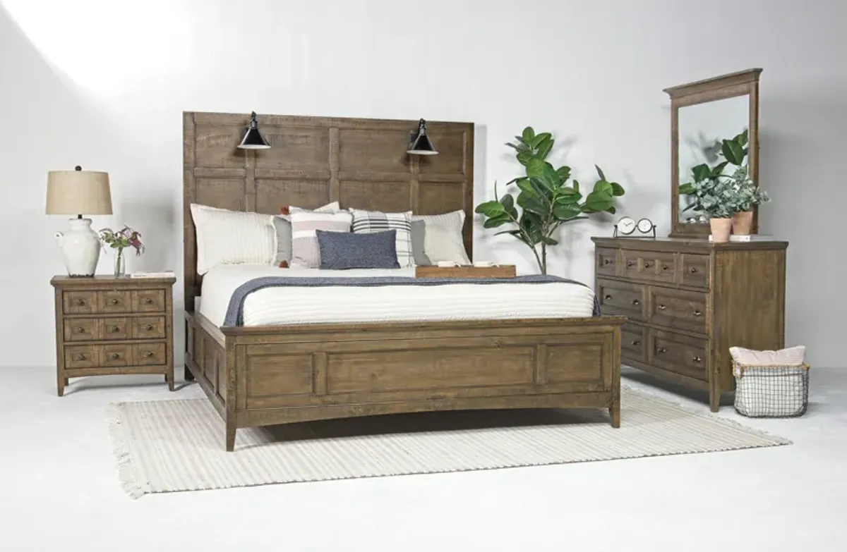 Bay Creek Panel Bed w/ Lights, Dresser, Mirror & Nightstand in Toasted Nutmeg, Eastern King