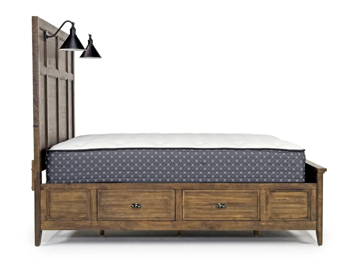 Bay Creek Panel Bed w/ Storage & Lights in Toasted Nutmeg, Queen