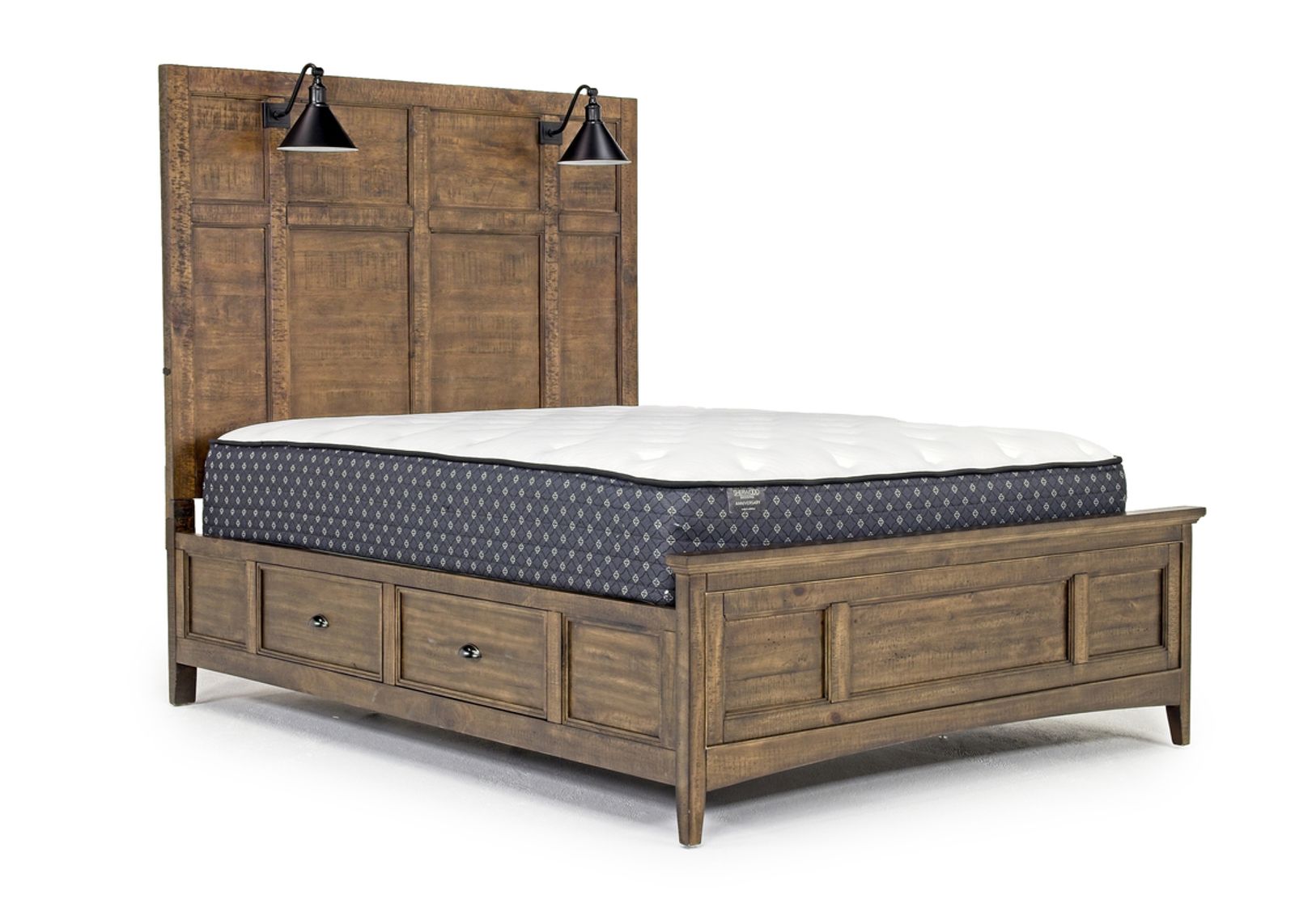 Bay Creek Panel Bed w/ Storage & Lights in Toasted Nutmeg, Queen