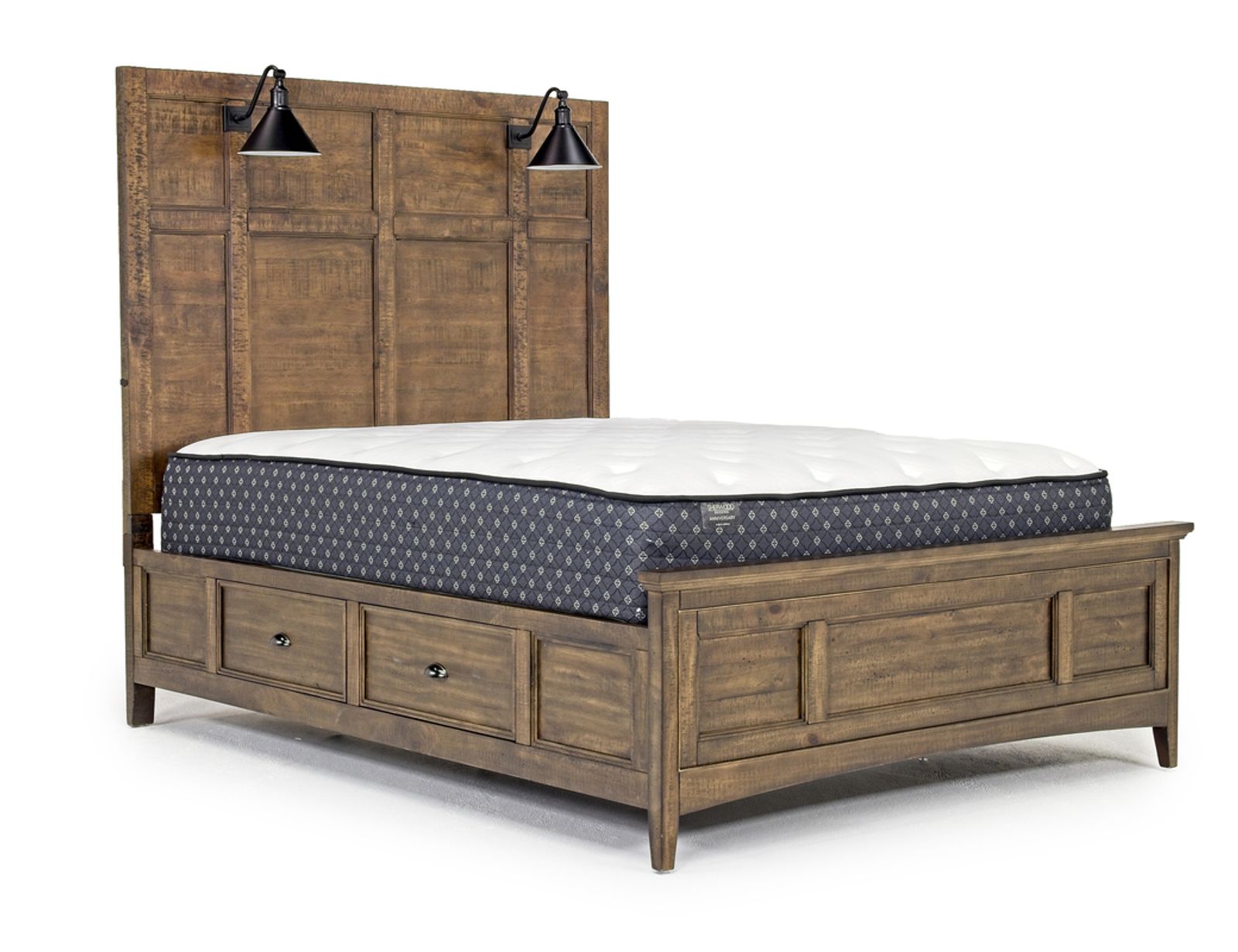 Bay Creek Panel Bed w/ Storage & Lights in Toasted Nutmeg, Queen