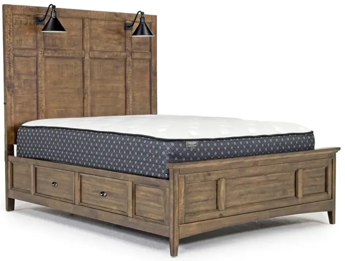 Bay Creek Panel Bed w/ Storage & Lights, Dresser, Mirror & Nightstand in Toasted Nutmeg, Queen