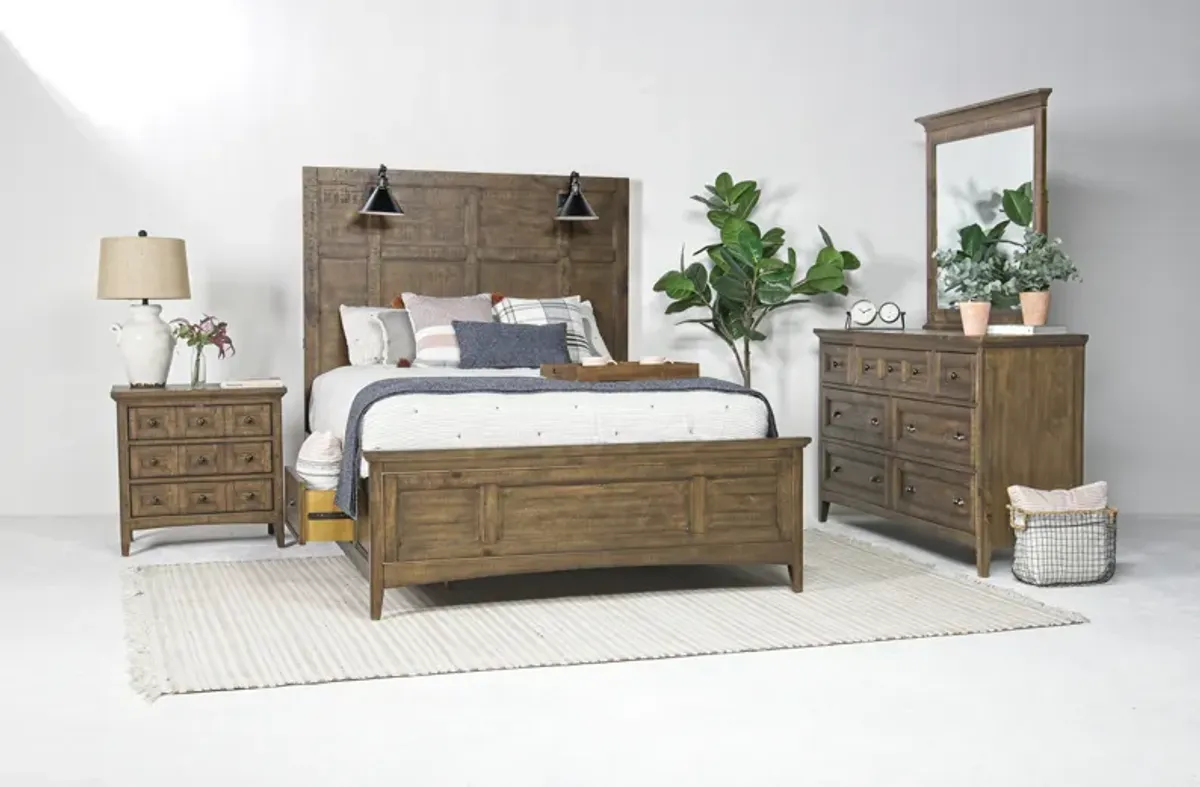 Bay Creek Panel Bed w/ Storage & Lights, Dresser, Mirror & Nightstand in Toasted Nutmeg, Eastern King