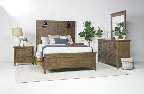 Bay Creek Panel Bed w/ Storage & Lights, Dresser, Mirror & Nightstand in Toasted Nutmeg, Eastern King
