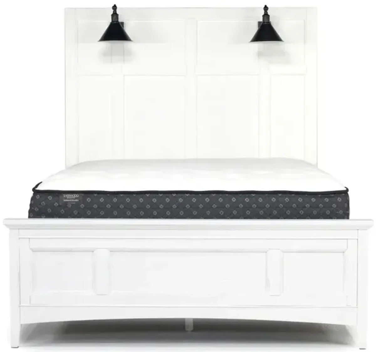 Bay Creek Panel Bed w/ Lights in Chalk White, Queen