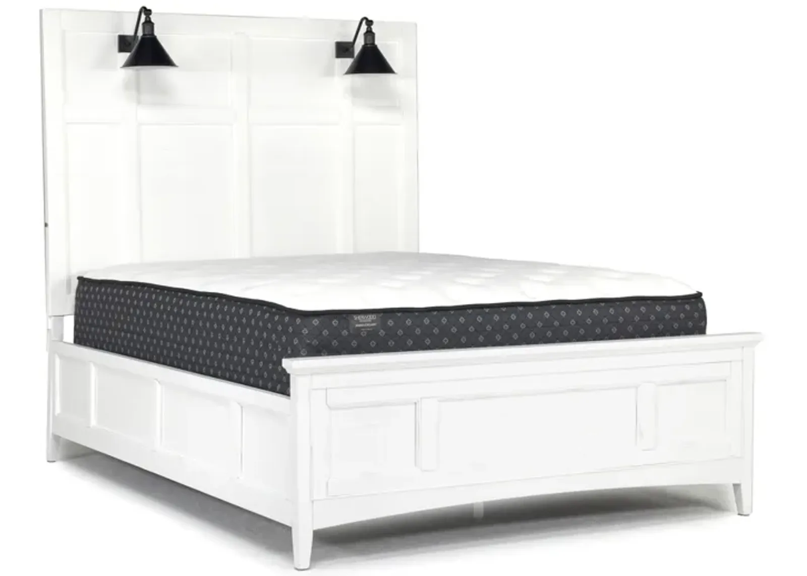 Bay Creek Panel Bed w/ Lights in Chalk White, Queen