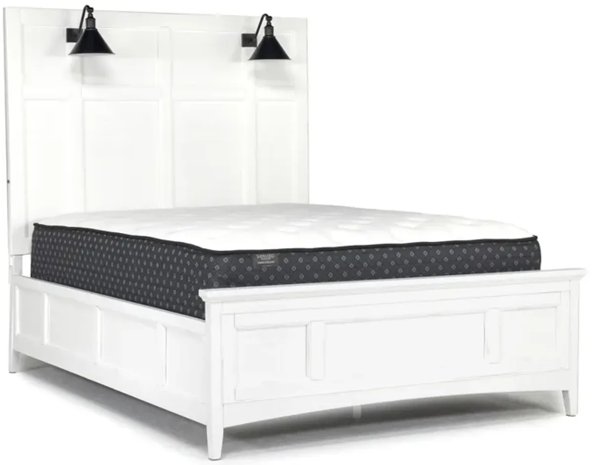 Bay Creek Panel Bed w/ Lights in Chalk White, Queen