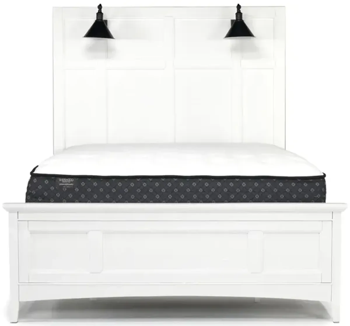 Bay Creek Panel Bed w/ Storage & Lights in Chalk White, Queen