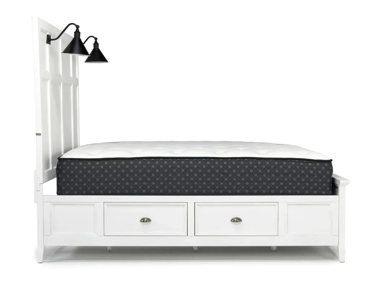 Bay Creek Panel Bed w/ Storage & Lights in Chalk White, Queen