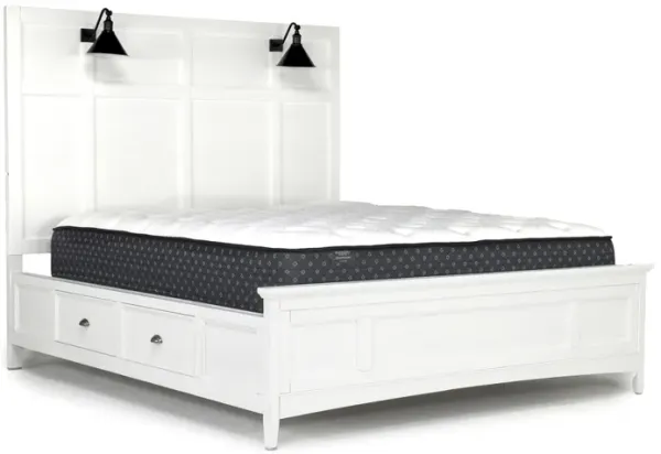 Bay Creek Panel Bed w/ Storage & Lights in Chalk White, Eastern King
