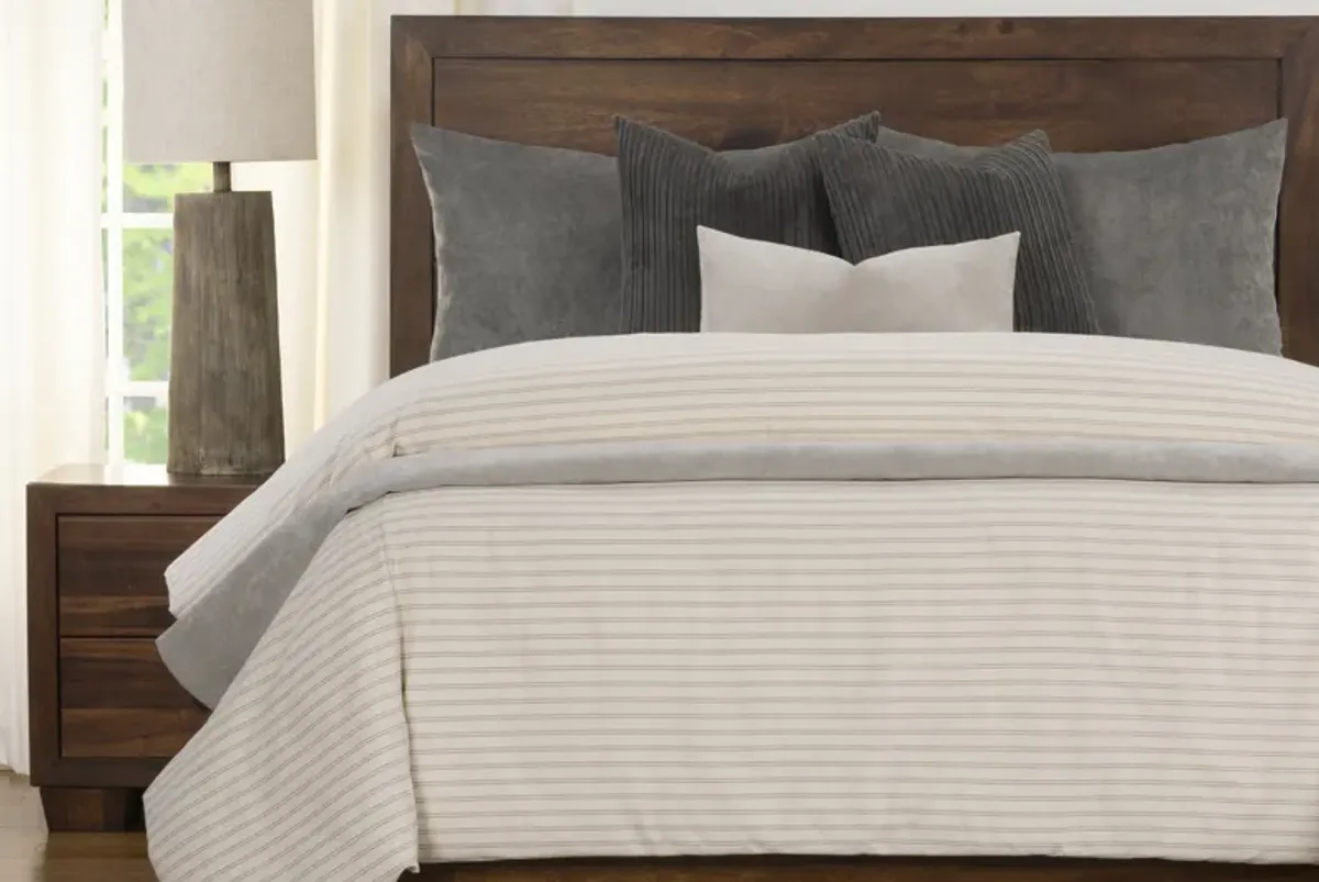 Ticking Stripe Duvet Set in Pewter / Smoke / Storm / Gray, CA King