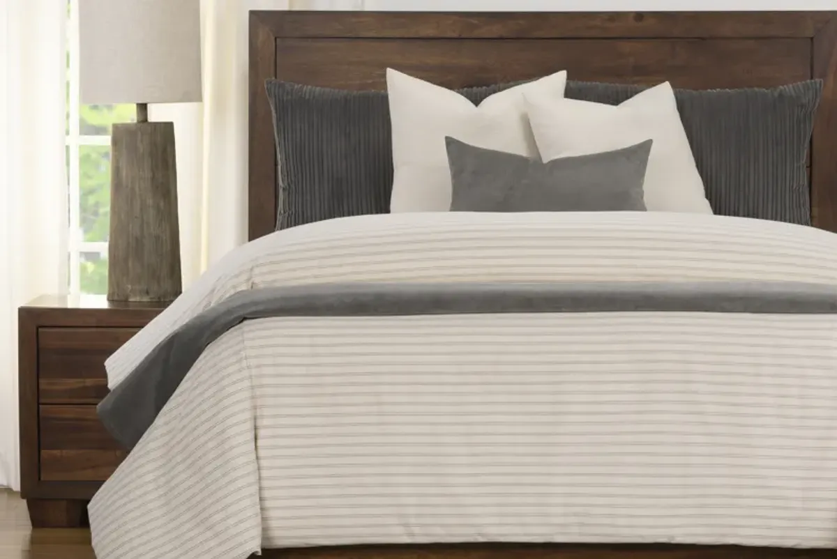 Ticking Stripe Duvet Set in Pewter / Storm / Sand / Smoke, CA King