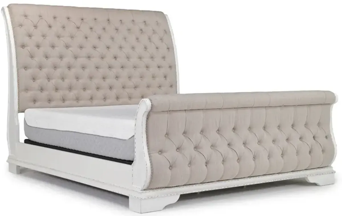 Bellevue Sleigh Bed in Antique White, Eastern King