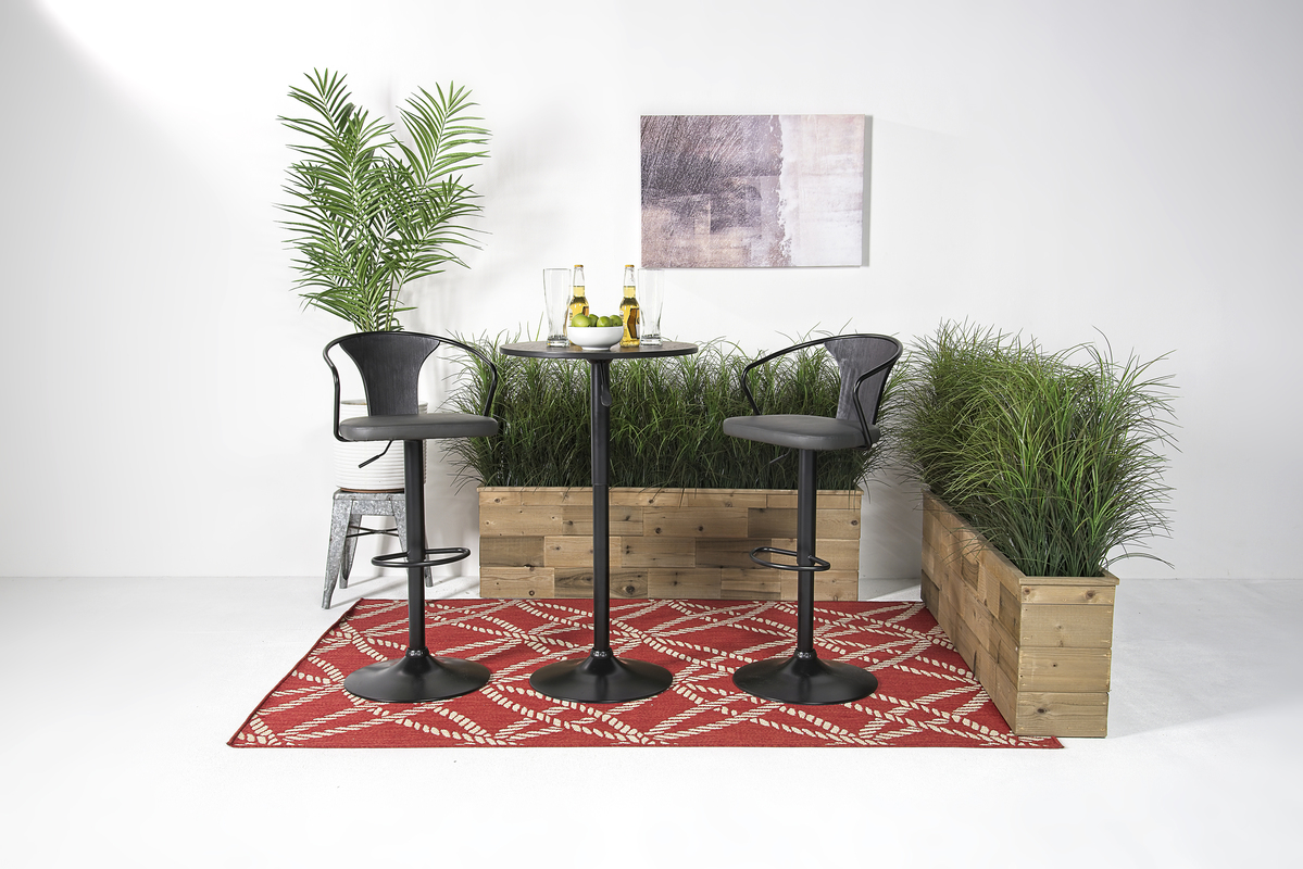 Bentley Adjustable Height Round Pub Table in Black & 2 Eagle Barstools, Swivel