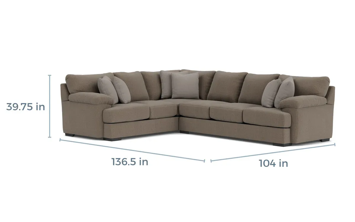 Bermuda Tux Sofa Sectional, Right Facing, Down - Custom Order