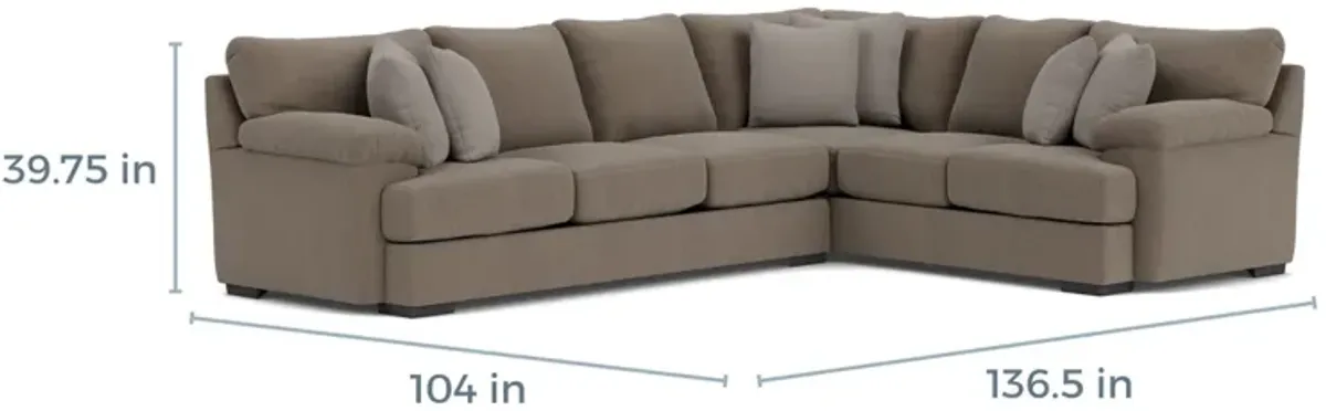 Bermuda Tux Sofa Sectional, Left Facing, Down - Custom Order