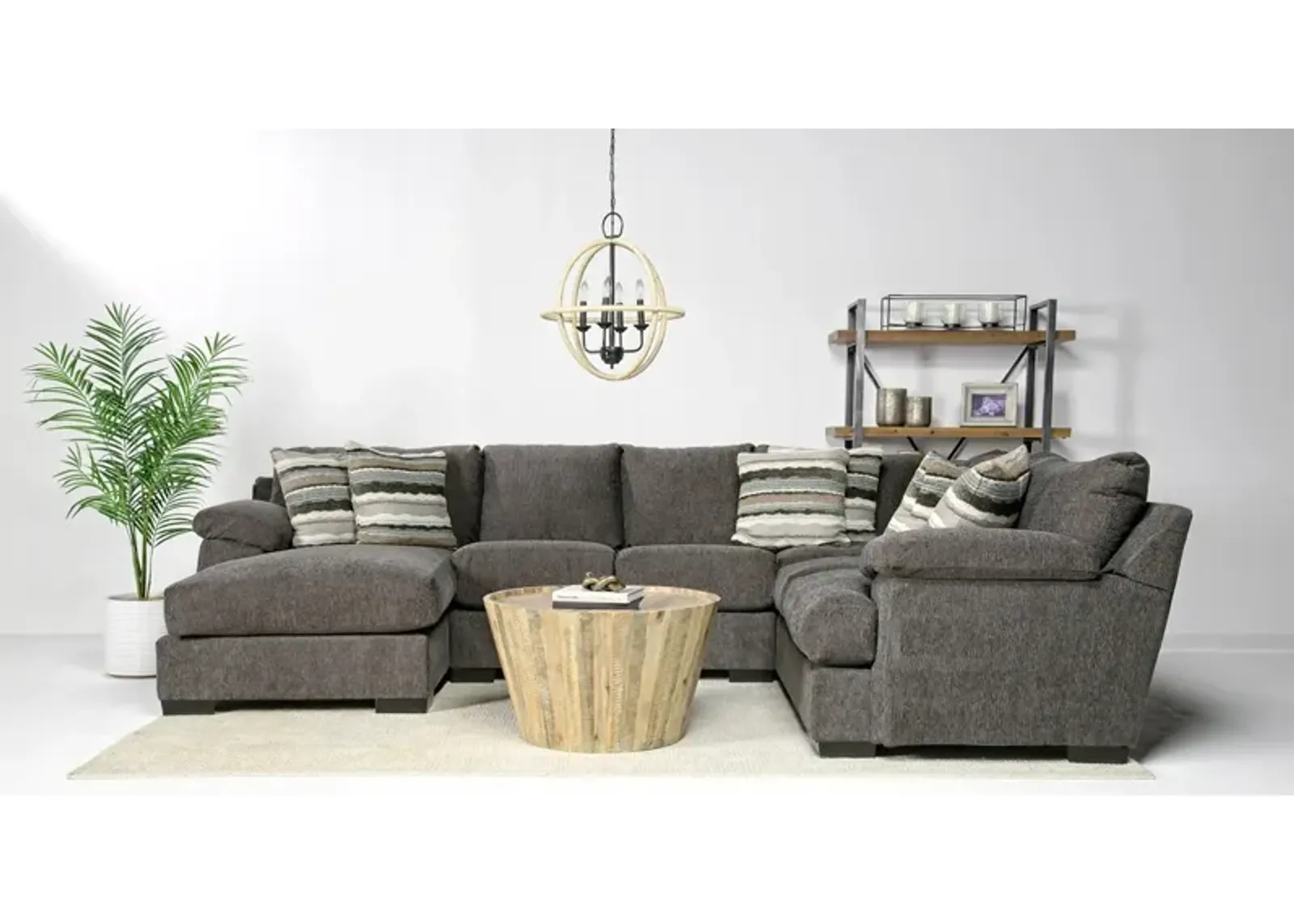 Bermuda Tux Loveseat Chaise Sectional, Left Facing, Down - Custom Order