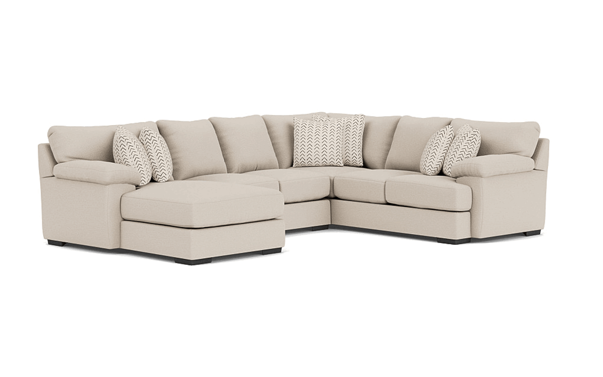 Bermuda Tux Loveseat Chaise Sectional, Left Facing, Down - Custom Order